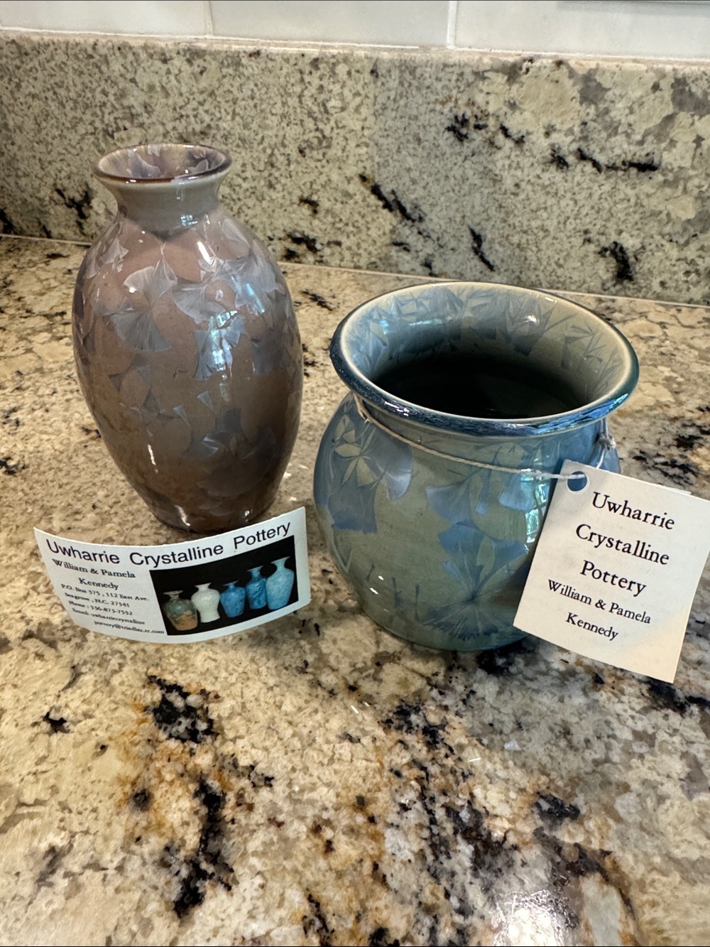 Uwharrie Crystalline Pottery Vase & Jar - Blue and Lilac